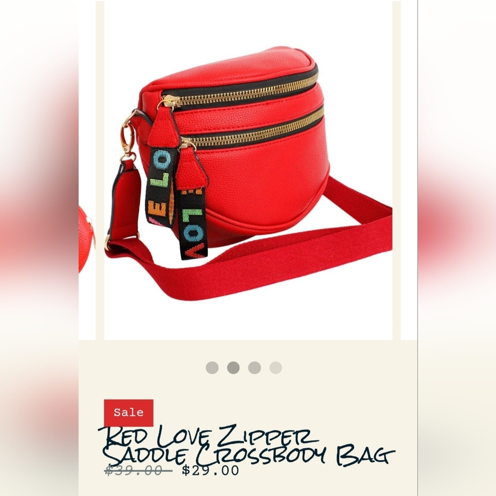 Red Crossbody Bag with Zipper